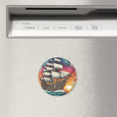 STEAMPUNK SEGELSCHIFF SUNSET MAGNET (In Situ (Geschirrspüler))