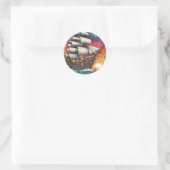 STEAMPUNK SEGELSCHIFF SUNSET RUNDER AUFKLEBER (Tasche)