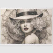 Steampunk Sepia Blonde Lady Decoupage Seidenpapier (Vorderseite)