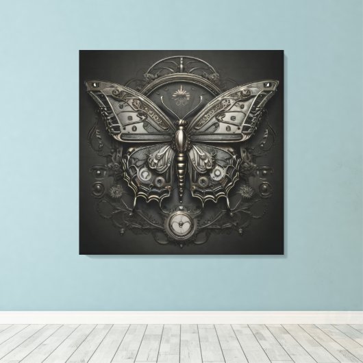 Steampunk Serenity - Butterfly Digital Art Leinwanddruck (Insitu (Holzboden))
