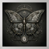 Steampunk Serenity - Schmetterling Digitale Kunst Poster (Vorne)