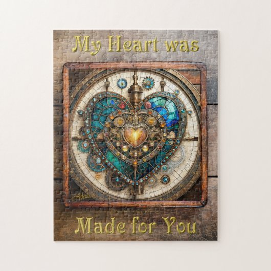 Steampunk-Serie Golden Stained Glass Heart Puzzle (Vertikal)
