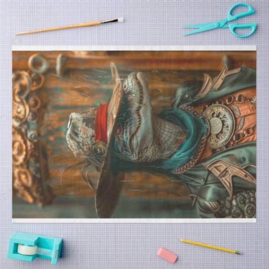 Steampunk Sheriff Alligator Decoupage Seidenpapier (Basteln)