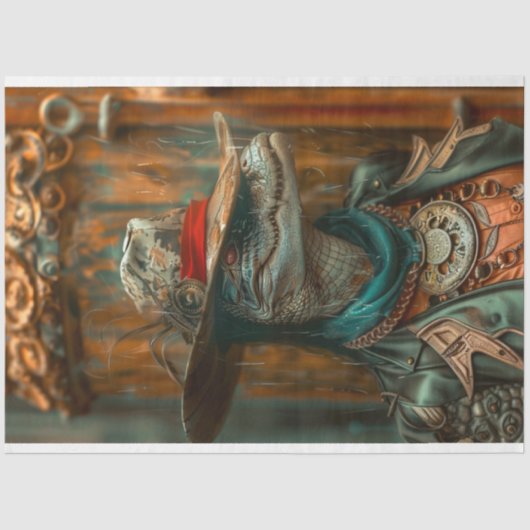 Steampunk Sheriff Alligator Decoupage Seidenpapier (Vorderseite)