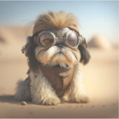 Steampunk Shih Tzu mit Brille Aufkleber (Vorderseite)