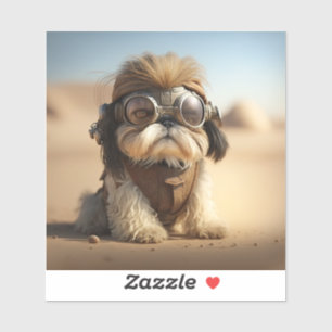 Steampunk Shih Tzu mit Brille Aufkleber