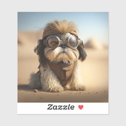 Steampunk Shih Tzu mit Brille Aufkleber (Blatt)