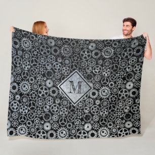Steampunk-Silberverzinkgeere Custom Monogram II Fleecedecke
