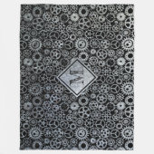Steampunk-Silberverzinkgeere Custom Monogram II Fleecedecke (Vorderseite)