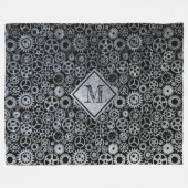Steampunk-Silberverzinkgeere Custom Monogram II Fleecedecke (Vorderseite (Horizontal))