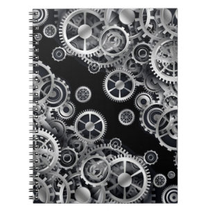 Steampunk-Silberzahnrad-Notizbuch Notizblock