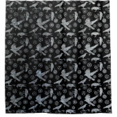 Steampunk-Silberzinkgeere und -Krähen Duschvorhang (Vorderseite)