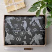 Steampunk-Silberzinkgeere und -Krähen Seidenpapier (Geschenk)