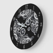 Steampunk Silver Gears 2 Round Wall Clock Große Wanduhr (Winkel)