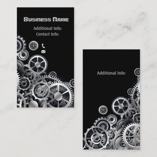 Steampunk Silver Gears 2 Visitenkarte (Vorne/Hinten)