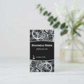 Steampunk Silver Gears 4 Visitenkarte (Stehend Vorderseite)