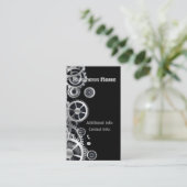 Steampunk Silver Gears 6 Visitenkarte (Stehend Vorderseite)