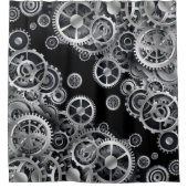 Steampunk Silver Gears Duschvorhang (Vorderseite)