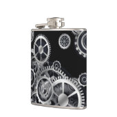 Steampunk Silver Gears Flachmann (Links)
