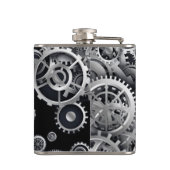 Steampunk Silver Gears Flachmann (Rückseite)