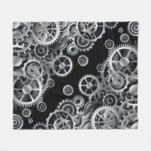 Steampunk Silver Gears Fleecedecke (Vorderseite (Horizontal))