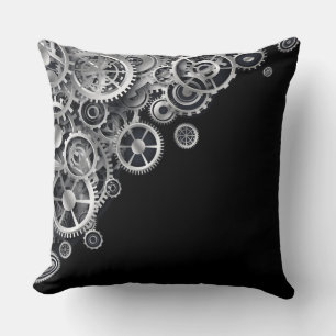 Steampunk Silver Gears Kissen