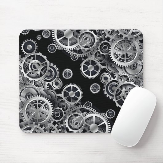 Steampunk Silver Gears Mouse Pad Mousepad (Mit Mouse)