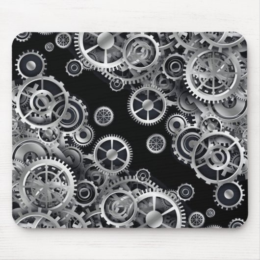 Steampunk Silver Gears Mouse Pad Mousepad (Vorne)