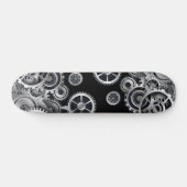 Steampunk Silver Gears Skateboard (Horizontal)