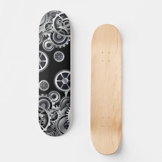 Steampunk Silver Gears Skateboard (Vorderseite)