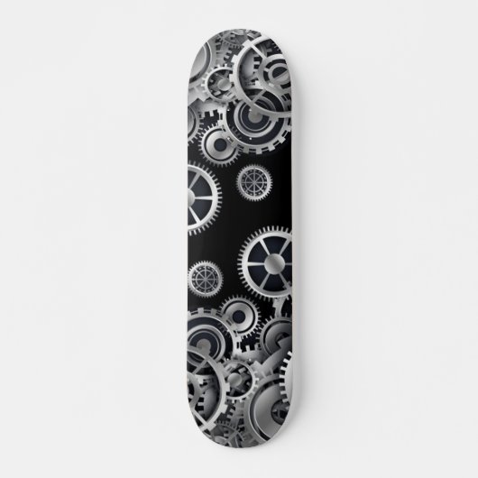 Steampunk Silver Gears Skateboard (Vorne)
