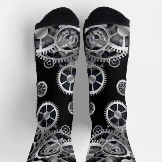Steampunk Silver Gears Socken (Oben)