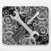 Steampunk Silver Gears & Tools Maus Pad Mousepad (Vorne)
