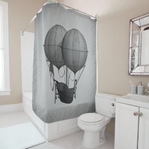 Steampunk Silver Hot Air Ballons mit Schiff Duschvorhang