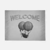 Steampunk Silver Hot Air Ballons mit Schiff Fußmatte (Vorderseite)