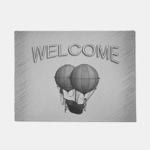 Steampunk Silver Hot Air Ballons mit Schiff Fußmatte