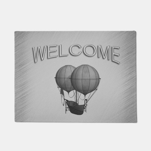 Steampunk Silver Hot Air Ballons mit Schiff Fußmatte (Vorderseite)