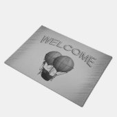 Steampunk Silver Hot Air Ballons mit Schiff Fußmatte (Schrägansicht)