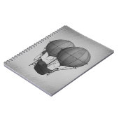 Steampunk Silver Hot Air Ballons mit Schiff Notizblock (Linke Seite)