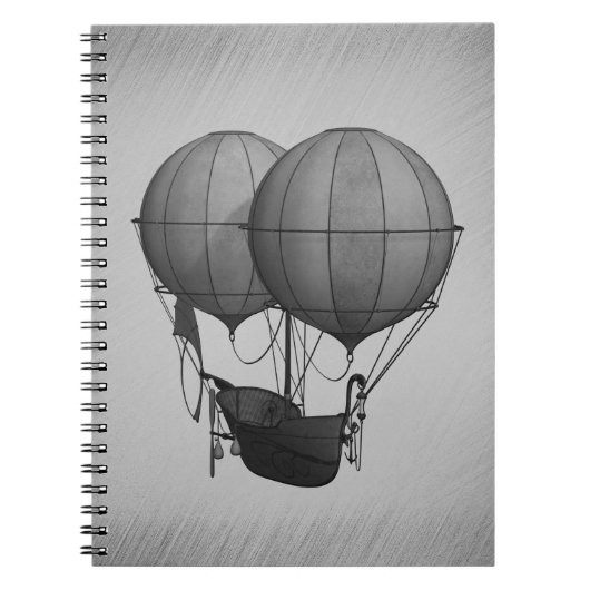 Steampunk Silver Hot Air Ballons mit Schiff Notizblock (Vorderseite)
