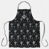 Steampunk Silver Zinc Ballon Theme Monogram Schürze (Vorderseite)