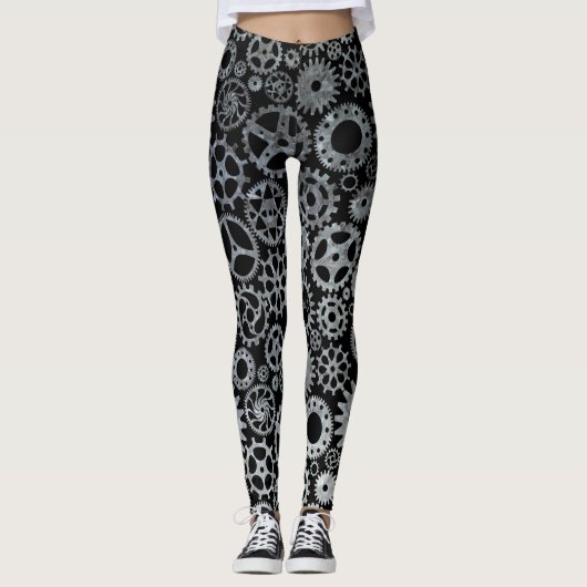 Steampunk Silver Zinc Bronze Leggings (Vorderseite)