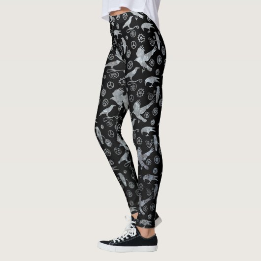 Steampunk Silver Zinc Crows and Gears Leggings (Links)