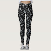 Steampunk Silver Zinc Crows and Gears Leggings (Vorderseite)