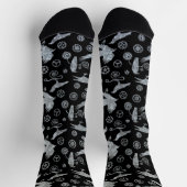 Steampunk Silver Zinc Crows and Gears Socks Socken (Oben)