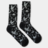 Steampunk Silver Zinc Crows and Gears Socks Socken (Rechts)