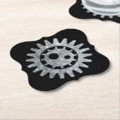 Steampunk Silver Zinc Gear I Untersetzer (angewinkelt)