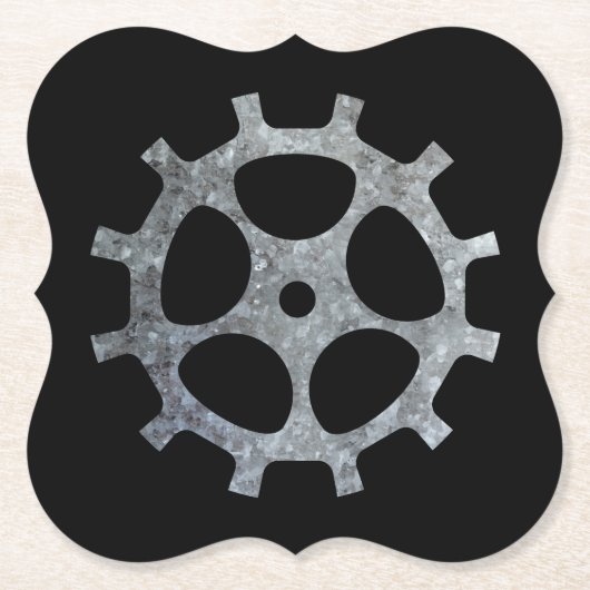 Steampunk Silver Zinc Gear VIII Untersetzer (Vorderseite)