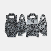 Steampunk Silver Zinc Gears Custom Monogram Gable Geschenkschachtel (Ungefaltet)