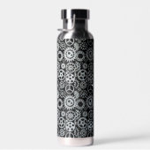 Steampunk Silver Zinc Gears Custom Monogram Trinkflasche (Rechts)
